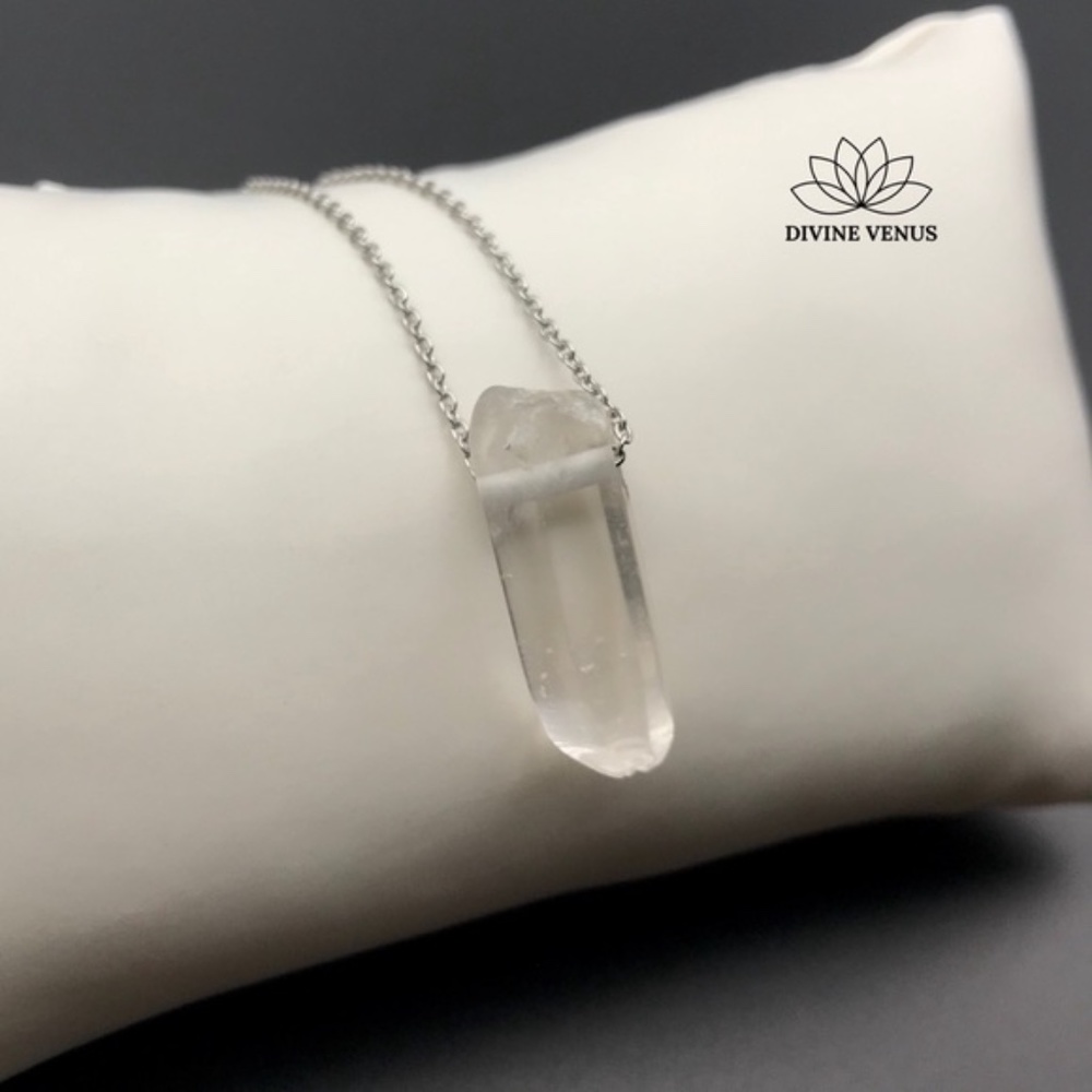 Clear Quartz Stainless Steel Necklace - Picture 5 of 7